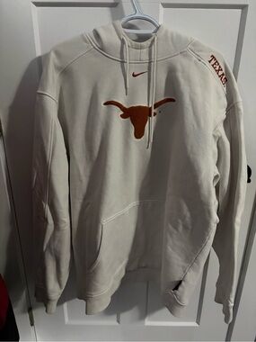 Nike Men’s Cream Crewneck Hoodie with Burnt Orange Texas Longhorn